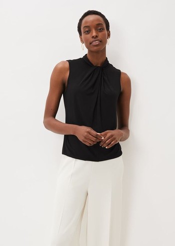 Phase Eight Reign Twist Neck Shirts Black Canada | GDOMIX-856